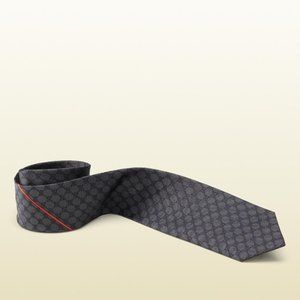 GUCCI Gg Pattern Silk Tie in Grey (Gray) for Men